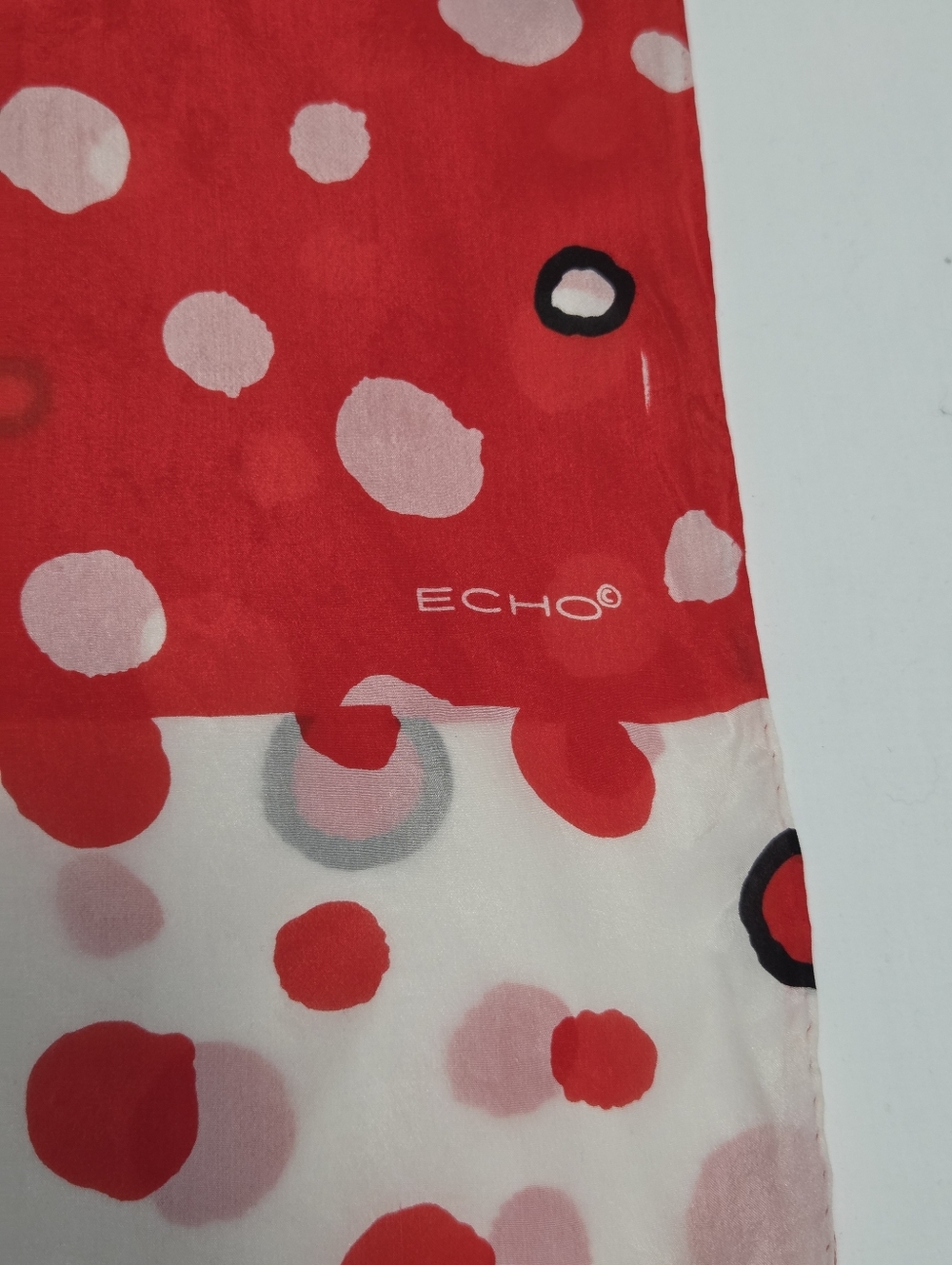 Echo Abstract Circle Print Silk Scarf - Picture 5 of 8